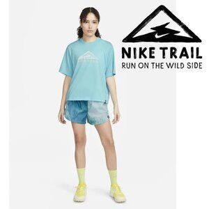 NIKE TRAIL Dri-Fit Repel Lined Nylon Running Shorts M aqua blue tie-dye
